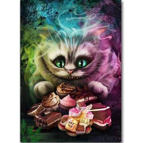 5D DIY Diamond Painting Cartoon cat cake gift Full Square Round Diamond Embroidery Rhinestone Cross Stitch Mosaic Home Decor