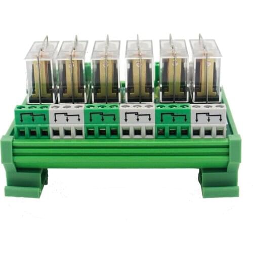 6 Channel 1 SPDT DIN Rail Mount OMRON G2R 5V DC/AC Interface Relay Module