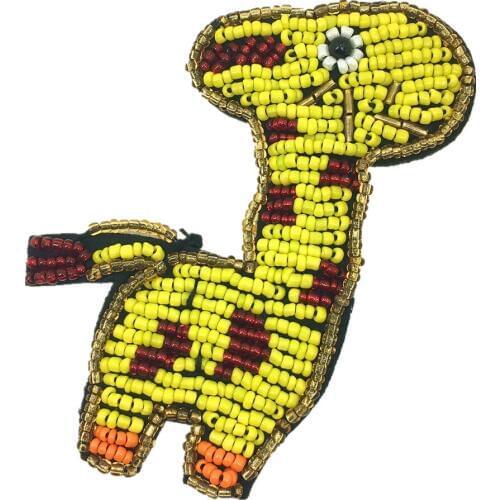 6pc 9x7cm Sew On Giraffe Patch Beaded Applique Clothes Animal Patches For Clothing Appliques Parches Bordados Para Ropa AC1332