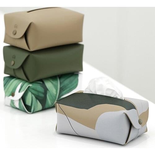 PU Leather Car Folding Tissue Box Paper Holder Napkin Case Luxury Living Room Bathroom Bedroom Office Restaurant Hotel Decor