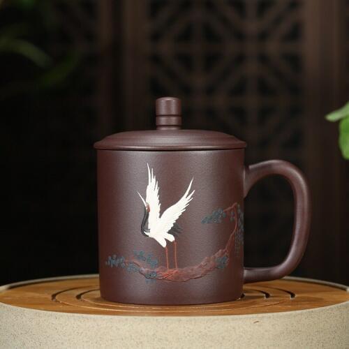 Purple Sand Covered Cup Office Tea Cup Teaware Wholesale Gift Customization plus Printing LOGO Factory Direct Selling