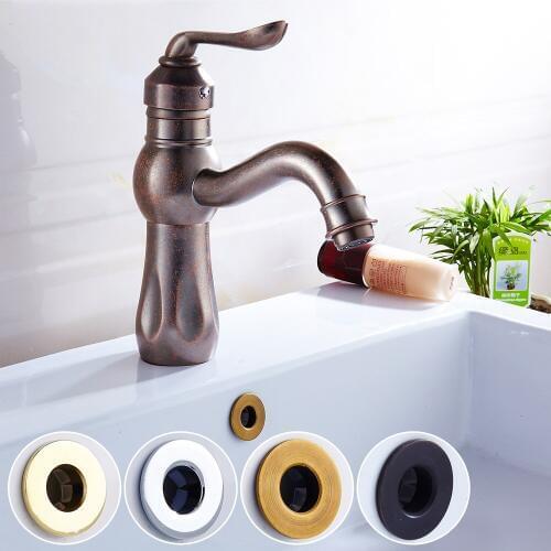 Bathroom Black Gold Sink Hole Round Overflow Cover Copper Basin Kitchen Insert Brass Six-Foot Chrome Ring Plug Washbasin