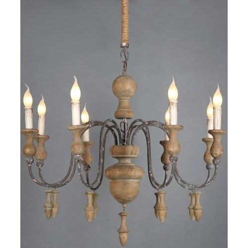 Retro Wood chandelierS rustic lighting retro hanging kitchen lampS for dining room bedroom italian home art decor lustre CE ROHS