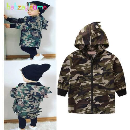 Babzapleume Spring Toddler Boys Long Coats Hooded Camouflage Print Kids Jackets For Children Korean Style Baby Clothing BC1624