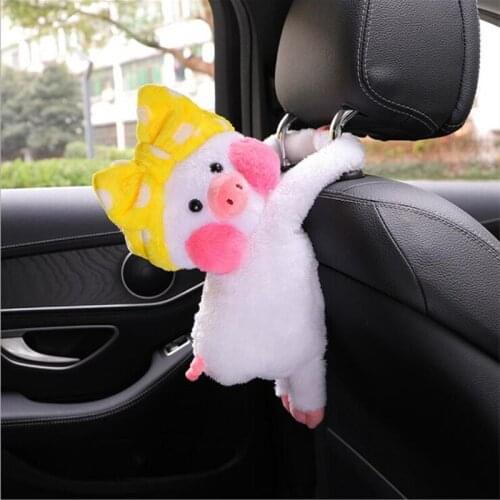 Car Seat Back Creative Car Seat Back Plush Little Pig Paper Drawer Cartoon Cute Car Tissue Bag Box Supplies