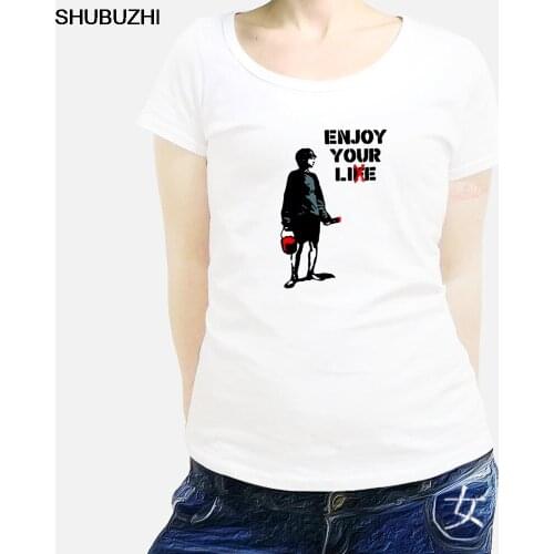 Luxury brand fashion womens t shirt Banksy Enjoy Your Life 'Living A lie' London Street Art women Tshirt casual tees sbz396
