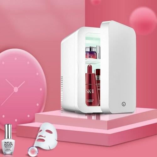 Mini Makeup Fridge 8L Portable Cosmetic Refrigerator Led Light Cooler Warmer Freezer Compact Glass Panel Home Car Use