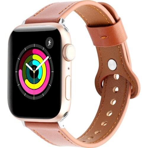 Fashion Hasp Leather Bracelet For Apple Watch Band 38mm 40mm 42mm 44mm Watchband Leather iWatch Strap 2 3 4 5 6 SE Wristband