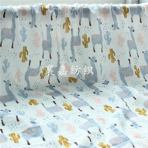 Cartoon Fabrics for Infant Kids Clothes DIY Gifts Double Gauze Alpaca Cotton Fabrics for Sewing Material