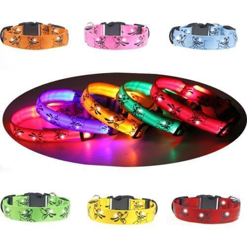 Cartoon LED Dog Collar Anti-Lost Waterproof USB Charging Avoid Car Accident Collar For Dogs Collars LED Supplies Pet Products