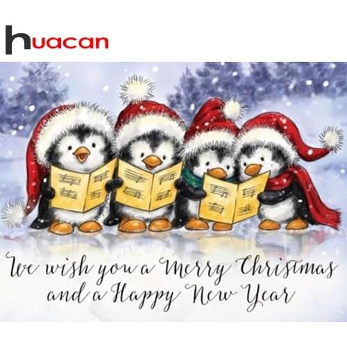 Huacan Full Square/Round Diamond Mosaic Embroidery Christmas Penguin 5D DIY Diamond Painting Picture Of Rhinestones