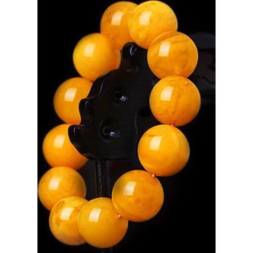 Natural Honey Wax Hand String Yellow Honey Chicken Oil Yellow Amber Honey Wax Bracelet for Men and Women