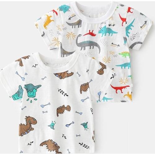 New 2021 Kids Boys T Shirts Cartoon Dinosaur Print Short Sleeve T-Shirt Cotton Baby Boys Summer Casual O-neck Tops Clothing