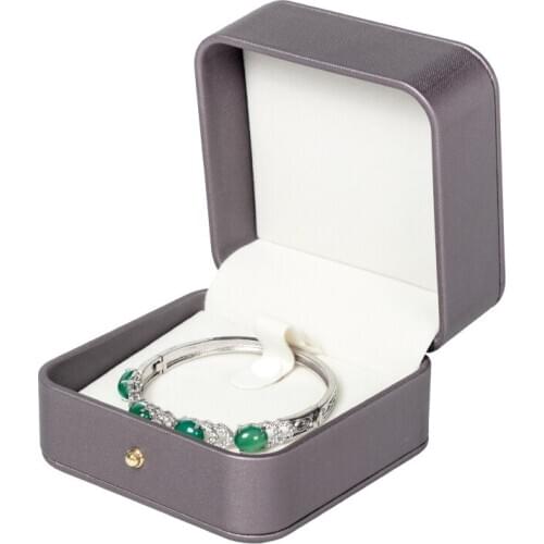 New High Grade Gray Pu Leather Square Multifunctional Jewelry Ring Necklace Bracelet Gift Box Built-in Card Slot Removable