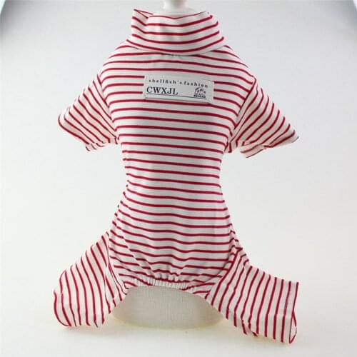 Spring Autumn Winter Dog Clothes For Small Dogs Boy Girls Xs Dog Clothes Teddy Red Stripe Jumpsuits Puppy Outfit Pet Clothing