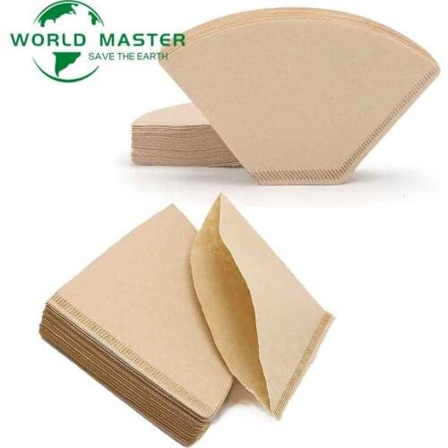 World Master 40 Pieces New Wooden Hand V60 Drip Paper Coffee Filter 102 Coffee Strainer Bag Espresso Tea Infuser Accessories