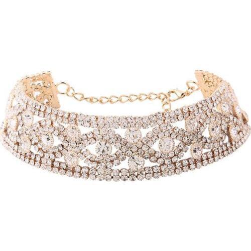 Cute Rhinestone Chain Choker Necklace For Women Luxury Crystal Collar Choker Fashion Bridal Jewelry Colliers Colar Bijous Femme