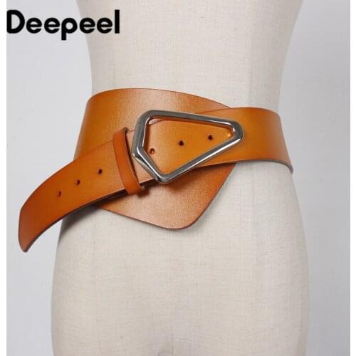 Deepeel 1pc 11.5-4.8*102cm Women Genuine Leather Cummerbunds Fashion Corset Decorative Wide Belt Luxury Female Waist Corsets