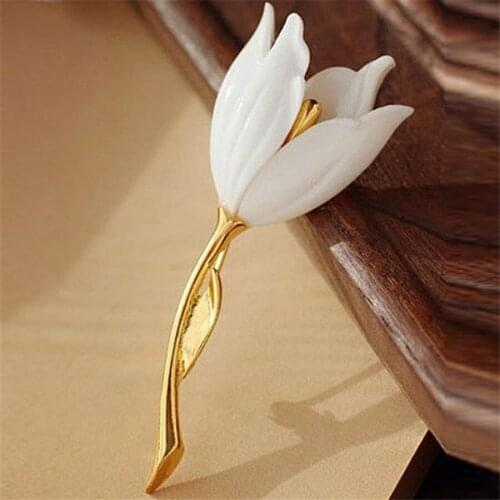 Qianraq Retro Vintage Tulip Brooch Girl Exquisite Flower Brooch Birthday Party Gift Women Jewelry