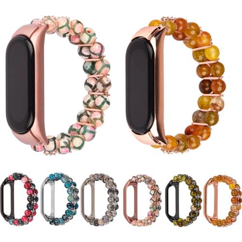 Miband 5 Mi6 Bracelet Agate Beads Women Watch Strap for Xiaomi Mi Band 6 5 4 3 Watchband Jewelry Elastic Belt for Miband 6