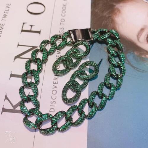 Luxury Link Chain Bracelets Bangles Cubic Zircon CZ Vintage Bohemian Bracelets Earrings Sets For Women Jewelry S0692