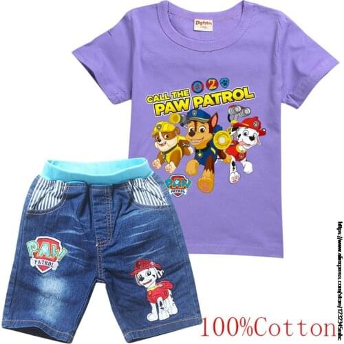 PAW PATROL Cotton Girls Clothing Sets Summer T-shirt Shorts Two Piece Children Fashion Clothes Suit Casual Cartoons Outfits