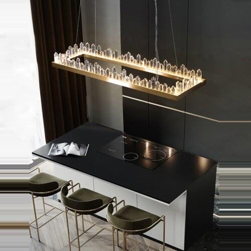 Modern Golden Crystal Round Rectangle Designer LED Chandelier Lighting Lustre Suspension Luminaire Lampen For Dinning Room