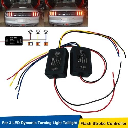 Strobe Controller Flasher Module 2Pcs Universal 12V MK-288 Flash Cntrolleor For 3 LED Dynamic Turning Light Taillight Control