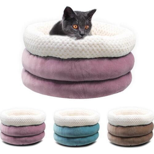 GLORIOUS KEK Luxury Cat Bed Deep Sleep Round Soft Cat Bed Winter Super Warm Cat Bed House Durable Pet Supplies Machine Washable