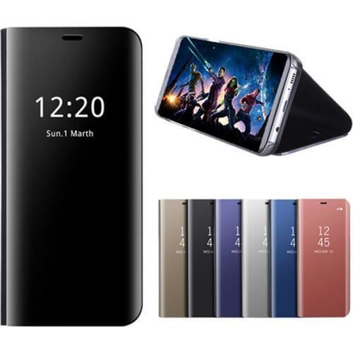 For Samsung Galaxy A6 2018 A6 Mirror Flip Case Clear View PU Leather Cover for Samsung A6 Plus 2018 Case for Galaxy A6 A600F