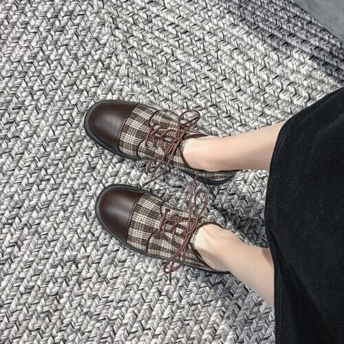 Retro Japanese College Summer Student Gothic Ladies Women Lolita Dress Shoes Plaid Cosplay Korea Vinatge Casual Lace Up Mid Heel