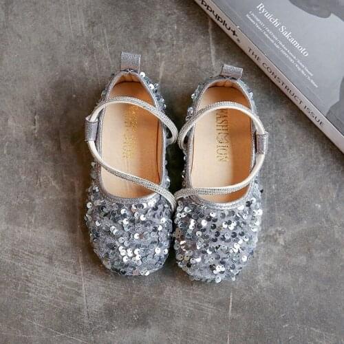 1-12 Rhinestones Party Kids Leather Shoes Fashion Sequins ChildrenS Flat Shoes Princess Shoes Baby Girl Child Shoe For Scholar