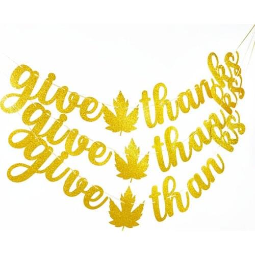 1Pc Thanksgiving Day Decorating Banner Give Thanks Maple Leaf Dots Hanging Garlands For Festival Party Supply Wall Door Decor
