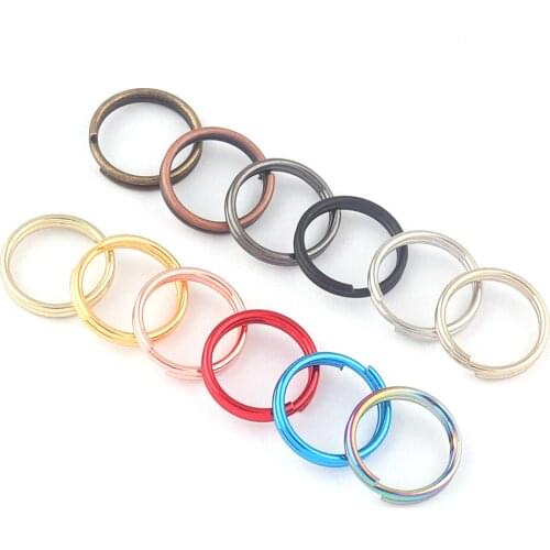 10mm Rainbow Metal Mini Round Split Key Ring Key Chain Holder Jewelry Charm Loop Purse Jump Rings Clasp Bag Supplies Pendant DIY