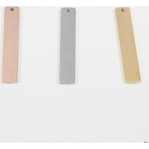 10pcs/Lot Stainless Steel Matte Rectangle Blank Bar Charms Pendants For DIY Jewelry Making Necklace Keychain Accessories 6*35mm