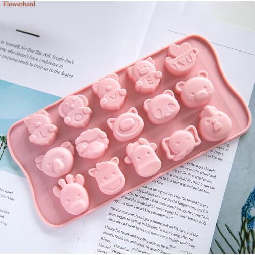 15 Cavities 3d Silicone Mold Cat Elephant Bear Shape Handmade Soap Mold Cute Animals Fondant Cake Chocolate Mold Cookie Stencil