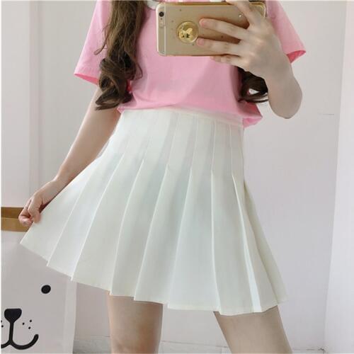 2019 Summer New Women Skirt High Waist Student Pleated Skirt Solid Color Female Mini Skirts Wind Cosplay Ladies Sexy Skirt R226