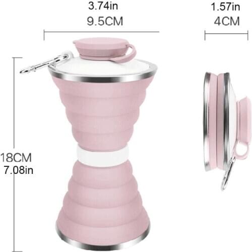 2021 New Portable Silicone Collapsible Travel Water Cup Outdoor Sports with Cover Water