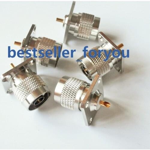 25x25mm 50ohm RF N Type Male Plug RF Coaxial Connector Brass 4-hole Panel Mount Flange With Solder Cup