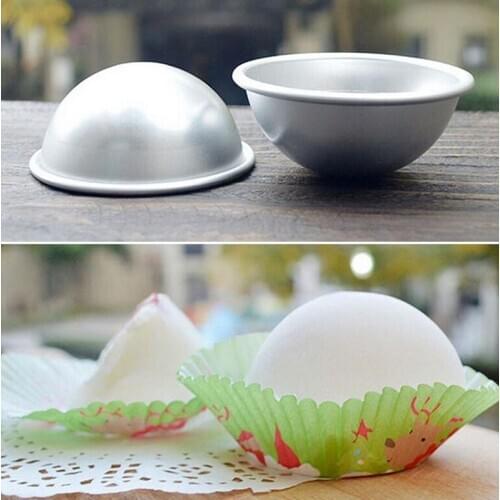 3D Chocolate Mould Bowl Birthday Bakeware Aluminum Ball Sphere Bath Mold Cake Pan Tin Baking Pastry Mould