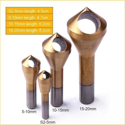 4Pcs/Set High Quality HSS Titunium Chamfer Countersink Drill Bit Deburring Tool 2-5mm 5-10mm 10-15 mm 15-20mm Chamfer Cutters