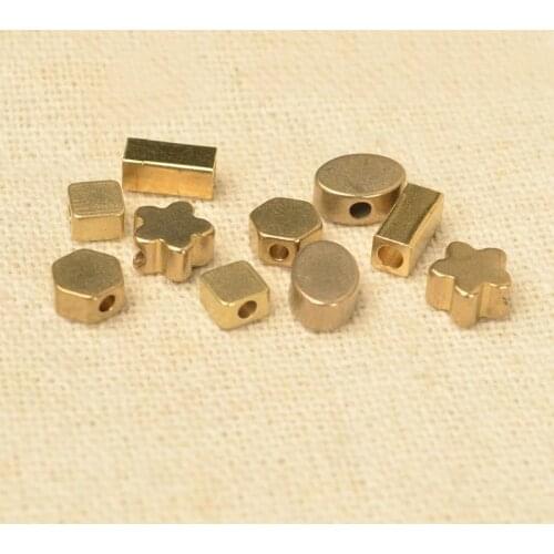 50 PCS Metal Brass Beads Rectangle Flowers Square Oval Spacer Beads Loose Beads DIY Handmade Materials