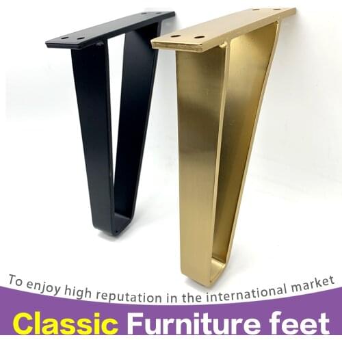 6in Black or Golden Furniture Table Legs 1pcs, Trapezoidal Metal Sofa Leg Heavy Duty, DIY Furniture Feet Replacement for Ottoman