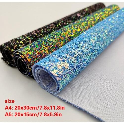 A4 A5 Chunky Glitter Fabric Shiny Laser Sequins Patchwork DIY Bag Shoes Accessories Fabric Handmade Phone Case Material
