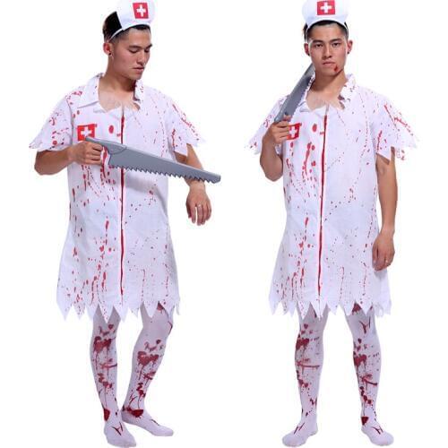 Free shipping Halloween party costume party RPG bloody horror costumes adult male nurse nurse Doctor Costume