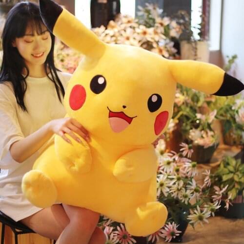 Bandai Big Size Kawaii Pikachu Plush Toy Stuffed Toy Anime Pokemon Dolls Anime Toys For Children Doll For Kid Baby Birthday Gift