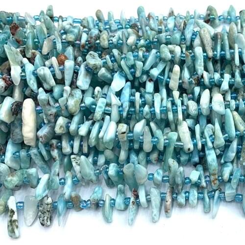 Veemake Larimar Slabs Slices Stick Teeth Drill Side Comb Beads For Jewelry Making Natural Necklace Bracelets Earrings 06899