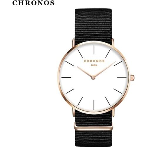 CHRONOS 1898 Fashion Casual Nylon Watches Ladies Male Minimalist Thin Wristwatches Couple Lover Watch Relogio Masculino CH02