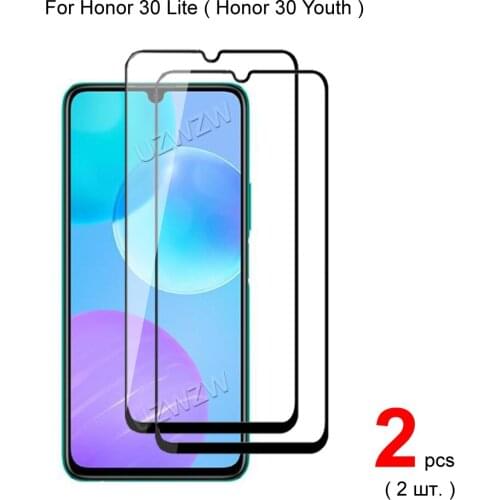 2pcs Full Cover Tempered Glass For Honor 30 Lite / Honor 30 Youth Screen Protector Protective Glass Guard Film