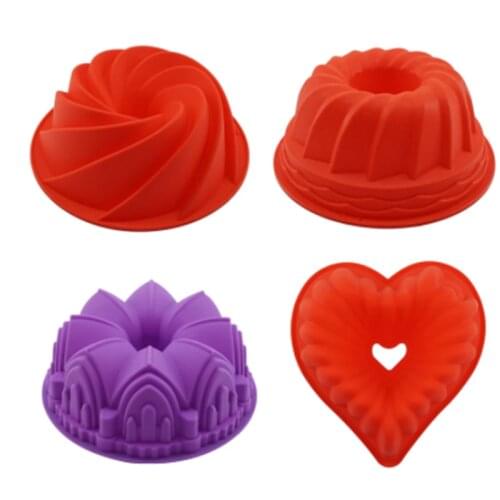 Silicone Bakeware Mould Baking Pan Red Love Heart/Vortex/Crown Shape DIY Baking Tools Cake Pudding Mold Kitchen Accessories
